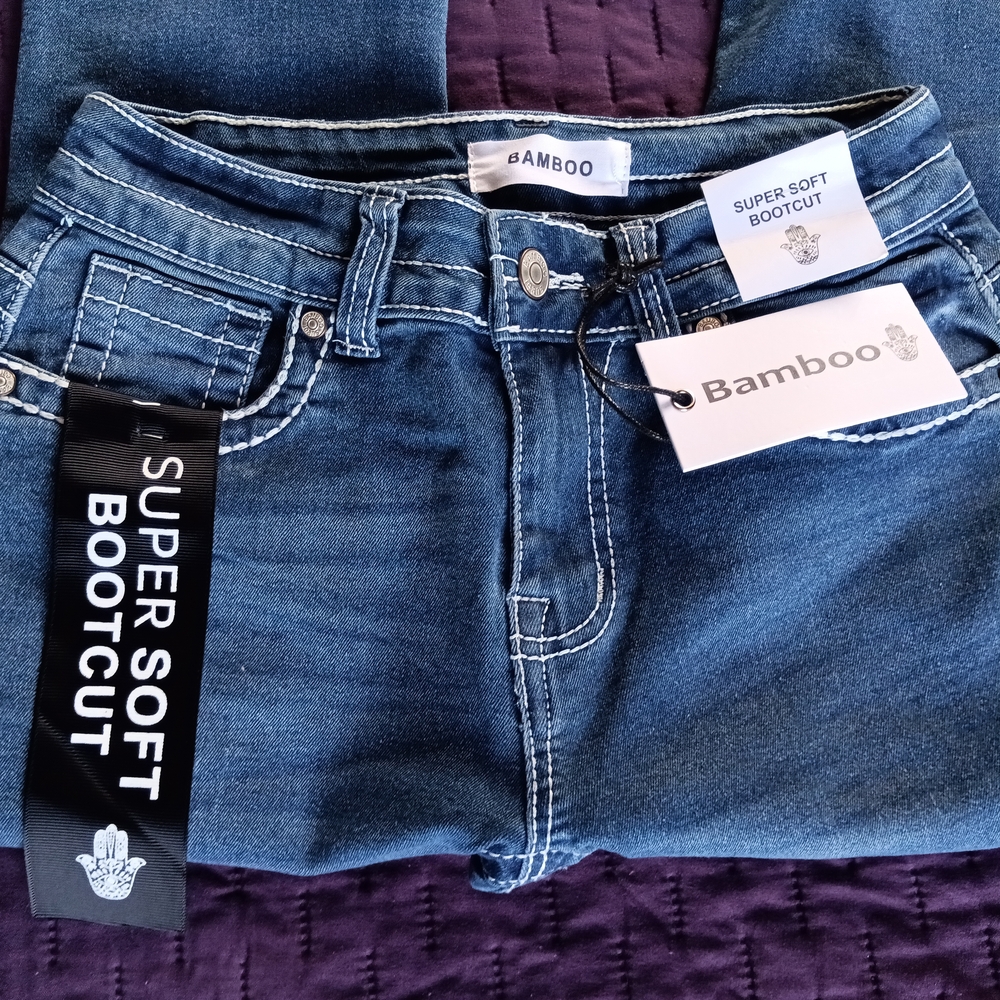 BAMBOO Women's Boot Cut Jeans - Dark Blue